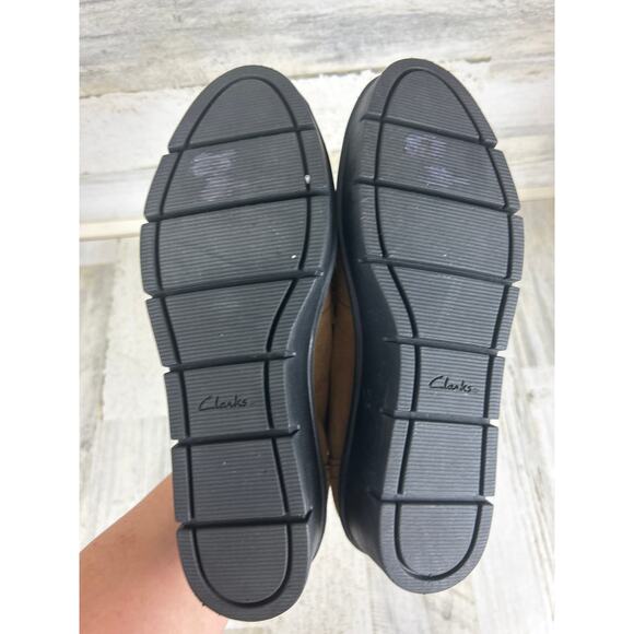 Clarks Women’s 8.5 Brown Leather Airabell Slip-On Platform Ruffle Loafers NEW - Picture 6 of 7